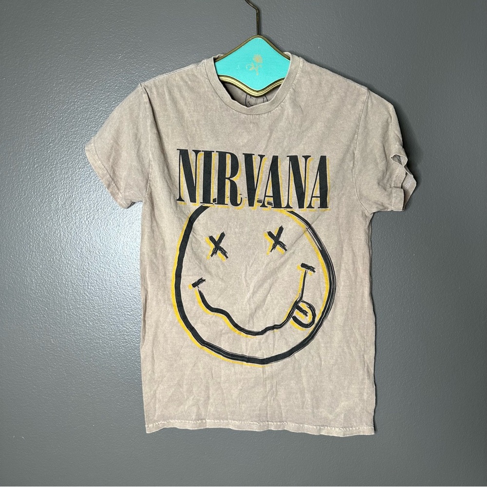 NIRVANA Gray Smiley Face Tee
